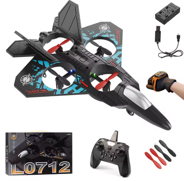 L0712 RC Plane 2.4G Remote Control Aircraft Gravity Sensing Helicopter Glider with Light EPP Foam Fighters for Boys Children