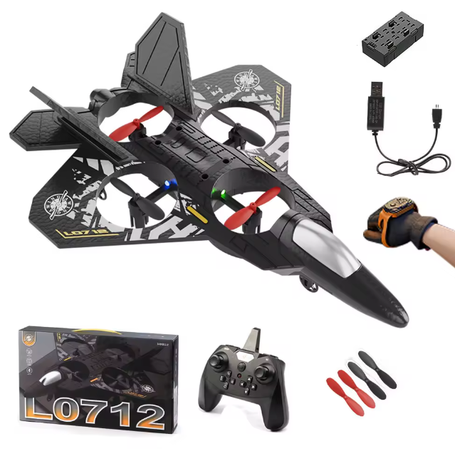 L0712 RC Plane 2.4G Remote Control Aircraft Gravity Sensing Helicopter Glider with Light EPP Foam Fighters for Boys Children