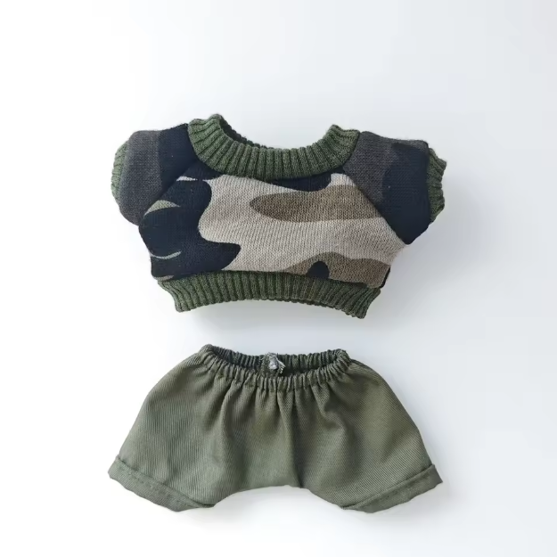 15/17cm Labubu Doll Camouflage Suit Set Stylish Shirts with Color Match Jeans for Ropa Labubu Accessories