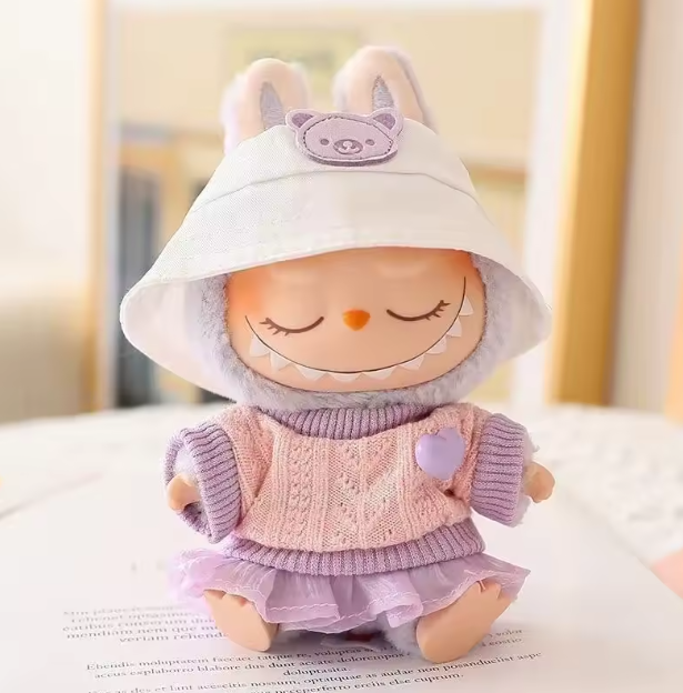 Accessories For 15-17cm Labubu pendant sitting baby shark bee dinosaur cute Dolls Accessories Cute Decoration Little Clothes (No Doll)