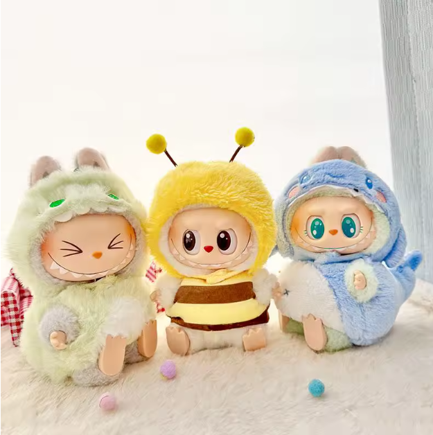 Accessories For 15-17cm Labubu pendant sitting baby shark bee dinosaur cute Dolls Accessories Cute Decoration Little Clothes (No Doll)