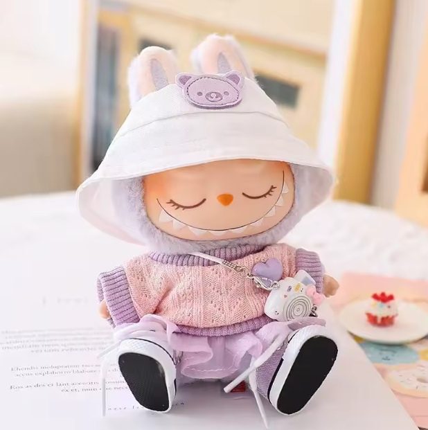 Accessories For 15-17cm Labubu pendant sitting baby shark bee dinosaur cute Dolls Accessories Cute Decoration Little Clothes (No Doll)