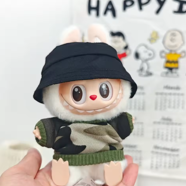 15/17cm Labubu Doll Camouflage Suit Set Stylish Shirts with Color Match Jeans for Ropa Labubu Accessories