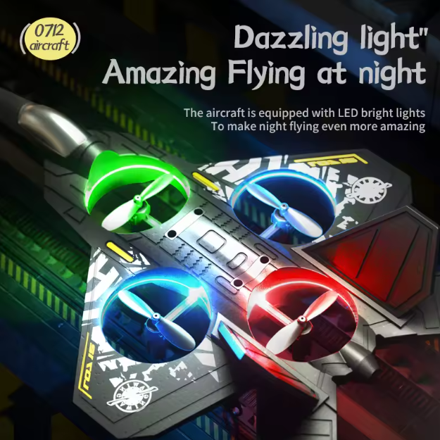 L0712 RC Plane 2.4G Remote Control Aircraft Gravity Sensing Helicopter Glider with Light EPP Foam Fighters for Boys Children