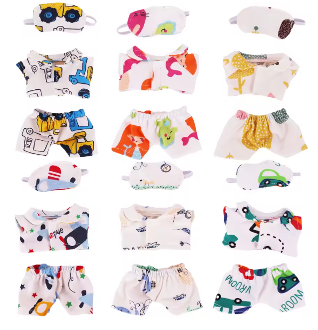 17cm Mini Doll's Accessories Set For Labubu Doll Pop 3Pcs/Set Bed+Quilt+Pillow Pajamas Sleeping Bag Dollhouse Gift,Girl's Toys