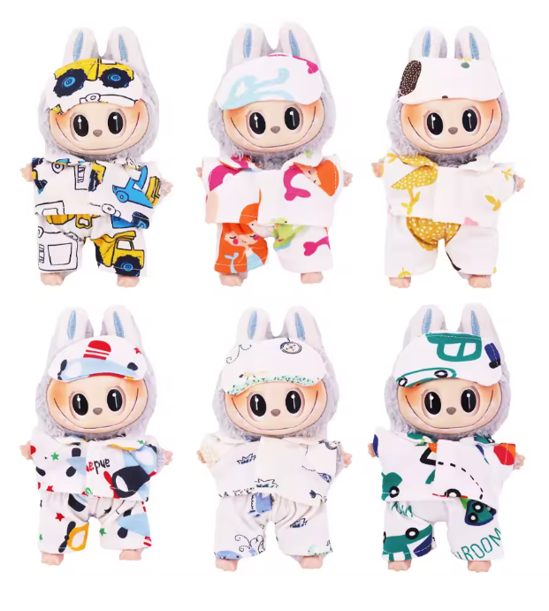 17cm Mini Doll's Accessories Set For Labubu Doll Pop 3Pcs/Set Bed+Quilt+Pillow Pajamas Sleeping Bag Dollhouse Gift,Girl's Toys