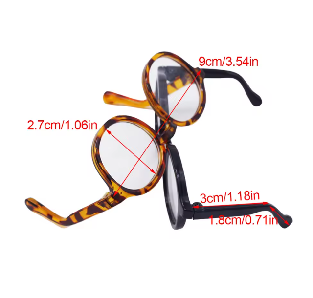 6.5cm Transparent Plastic Glasses for 1/8 1/6 1/3 1/4 BJD for Labubu MSD SD Plush for EXO Doll Sunglasses