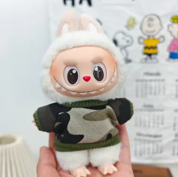 15/17cm Labubu Doll Camouflage Suit Set Stylish Shirts with Color Match Jeans for Ropa Labubu Accessories