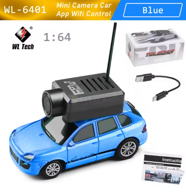 WLtoys 6401 Mini RC Camera Car 1:64 Mobile APP HD Wifi 2.4G Remote Control Electric Racing Trunk Porsche Vehicle Toys Kids Gift