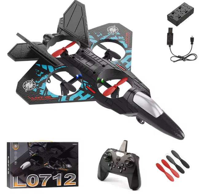 L0712 RC Plane 2.4G Remote Control Aircraft Gravity Sensing Helicopter Glider with Light EPP Foam Fighters for Boys Children