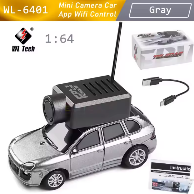 WLtoys 6401 Mini RC Camera Car 1:64 Mobile APP HD Wifi 2.4G Remote Control Electric Racing Trunk Porsche Vehicle Toys Kids Gift