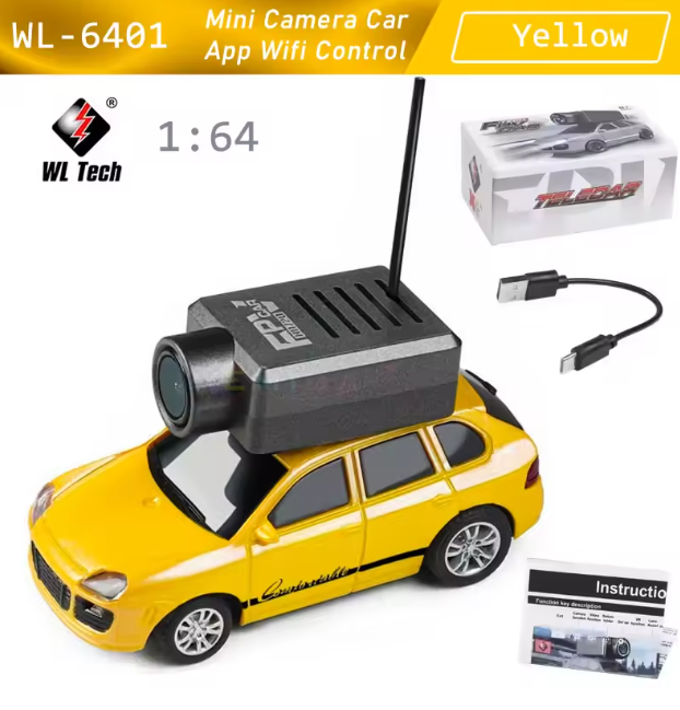 WLtoys 6401 Mini RC Camera Car 1:64 Mobile APP HD Wifi 2.4G Remote Control Electric Racing Trunk Porsche Vehicle Toys Kids Gift