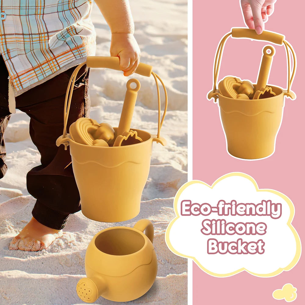 EZ 9PCS/8PCS Summer Beach Set Toys For Kids Digging Sand Plastic Bucket Watering Bottle Shovels Children Beach Water Game Toys Tool