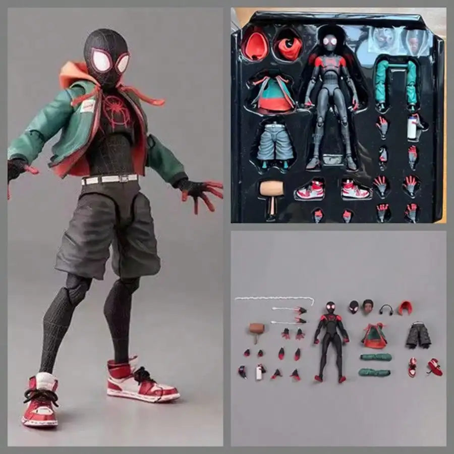 EZ Miles Morales Spider Man Action figures 15cm Multi-Accessories Super Hero Spiderman Movable Statues Model Collectible Ornaments