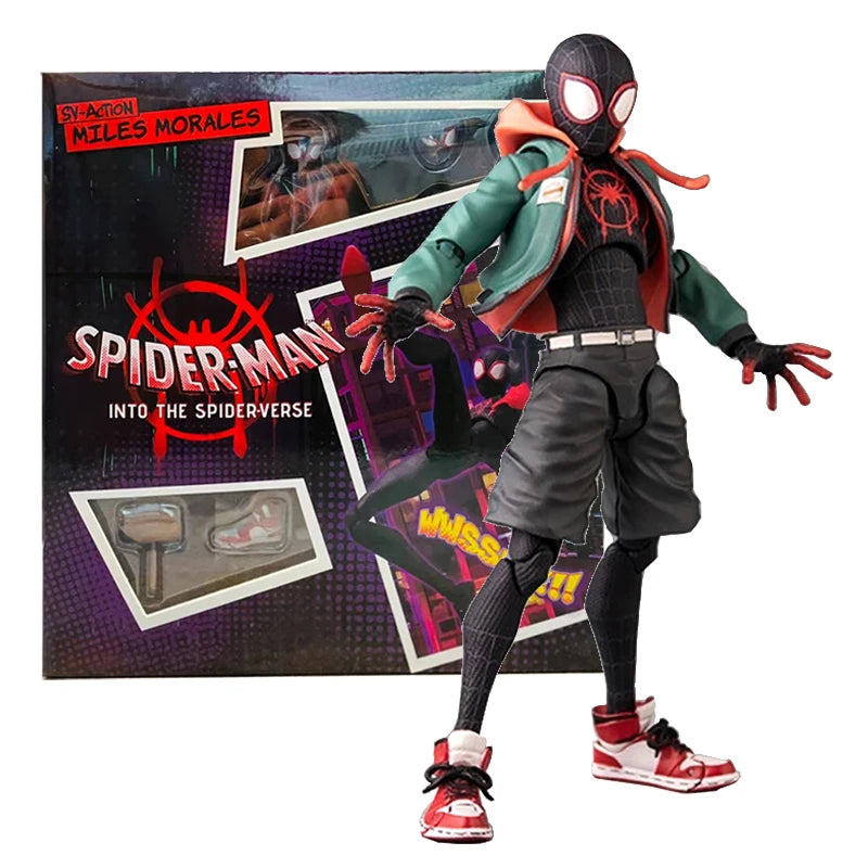 EZ Miles Morales Spider Man Action figures 15cm Multi-Accessories Super Hero Spiderman Movable Statues Model Collectible Ornaments