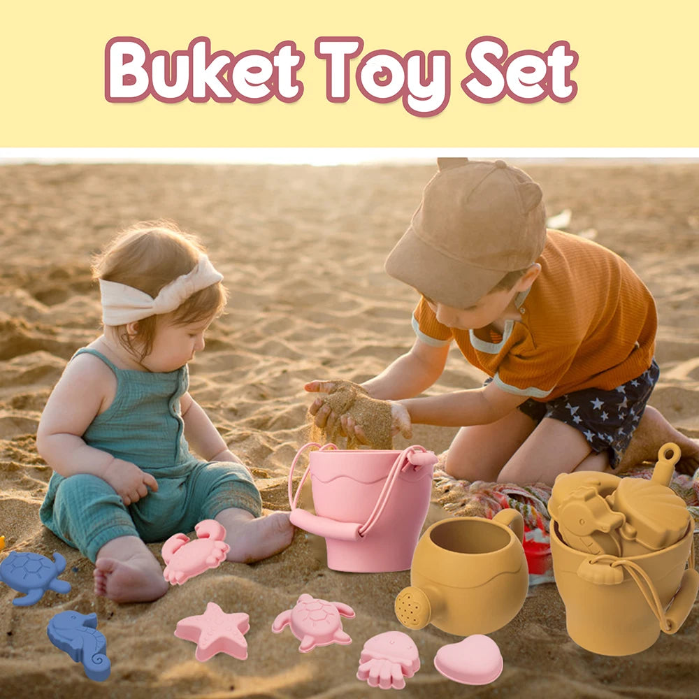 EZ 9PCS/8PCS Summer Beach Set Toys For Kids Digging Sand Plastic Bucket Watering Bottle Shovels Children Beach Water Game Toys Tool