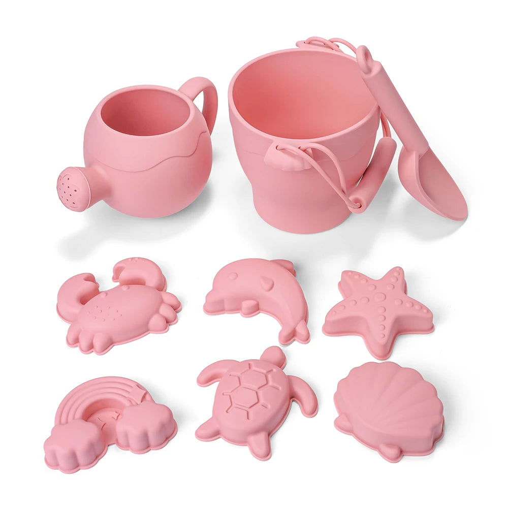 EZ 9PCS/8PCS Summer Beach Set Toys For Kids Digging Sand Plastic Bucket Watering Bottle Shovels Children Beach Water Game Toys Tool