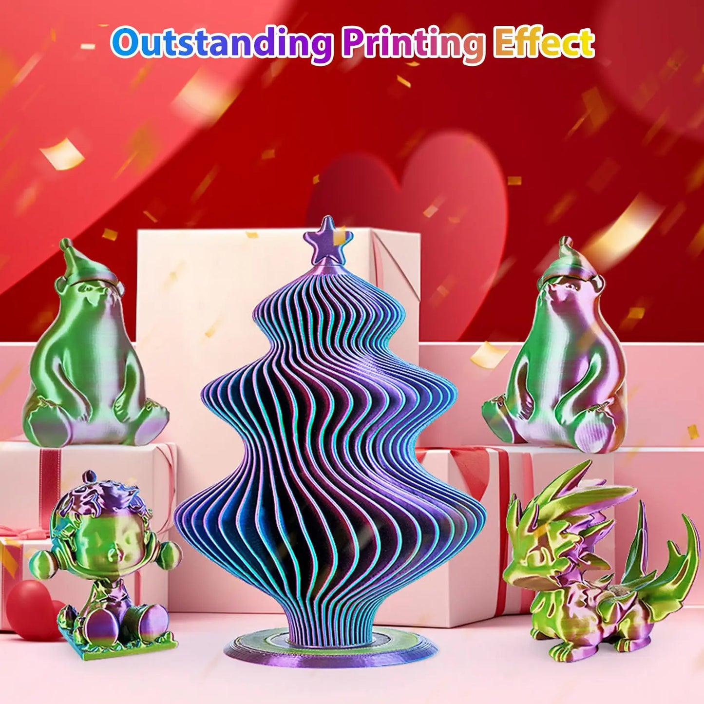 EZ Silk PLA 3D Printer Filament Triple Color Silk PLA Filament 1.75mm 3D Printing Filament Fit Most FDM Printers, 250g Spool(0.55lb