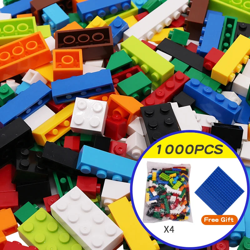 EZ 1000 Pieces DIY Creative Building Blocks Bulk Sets City Classic Bricks Assembly Brinquedos Educational Toys for Children