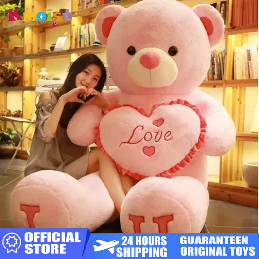 EZ 100cm Big I LOVE YOU Bear Plush Toy Lovely Huge Stuffed Soft Bear Doll Lover Bear Kids Toy Birthday Gift For Girlfriends