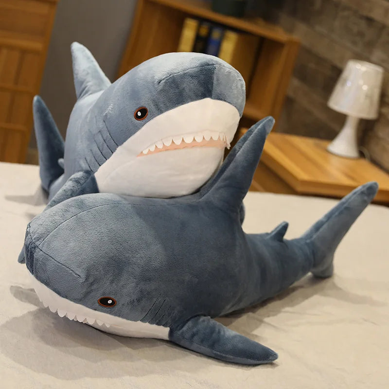EZ 45/60/80cm Cute Shark Plush Toy Soft Stuffed Speelgoed Animal Reading Pillow for Birthday Gifts Cushion Doll Gift