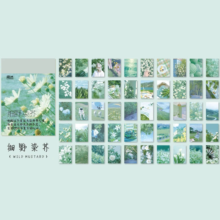 EZ Yoofun 50 Sheets Natural Scenery&Art Paintings Stationery Stickers Book Aesthetic Landscape Cute Scrapbooking Planner Journaling