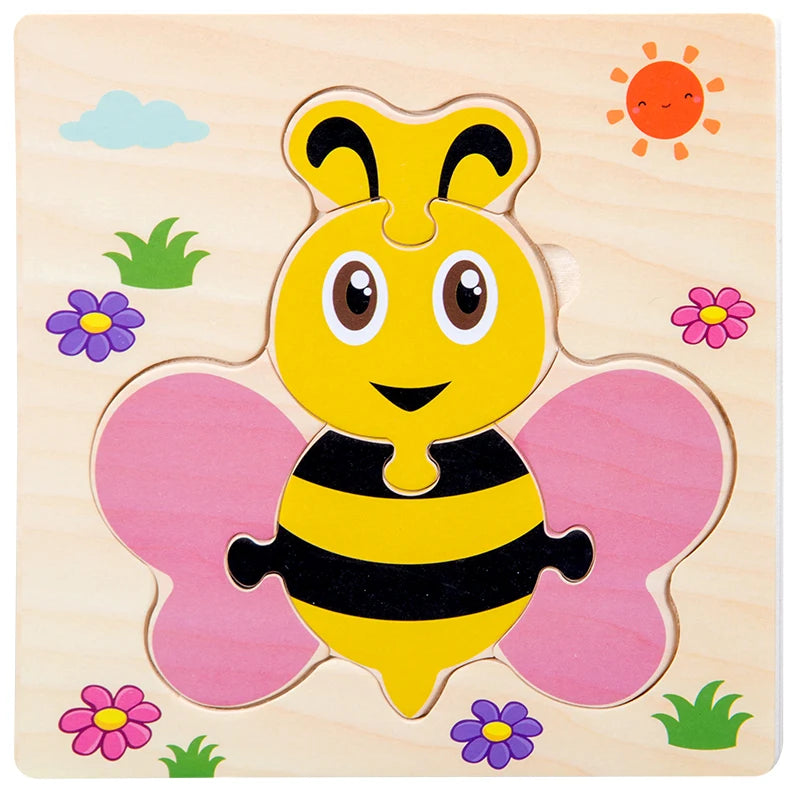 EZ Baby Wooden 3D Puzzles Tangram Shapes Learning Educational Cartoon Animal Intelligence Jigsaw Toys For Children Gift