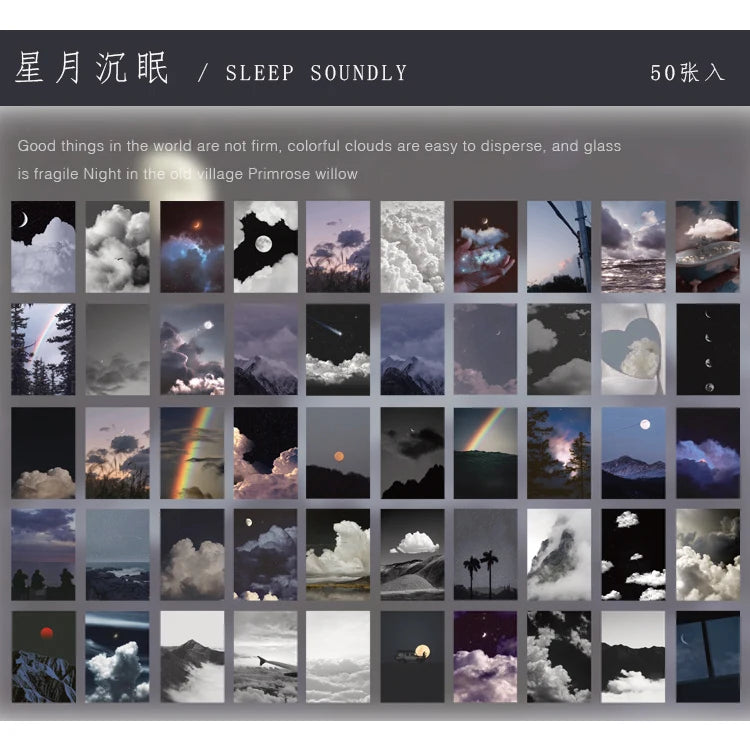 EZ Yoofun 50 Sheets Natural Scenery&Art Paintings Stationery Stickers Book Aesthetic Landscape Cute Scrapbooking Planner Journaling