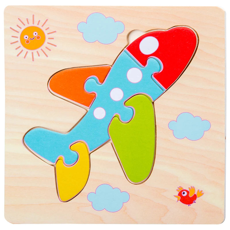 EZ Baby Wooden 3D Puzzles Tangram Shapes Learning Educational Cartoon Animal Intelligence Jigsaw Toys For Children Gift