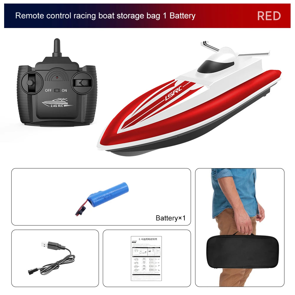 EZ 2.4G B8 RC High Speed Racing Boat Waterproof Rechargeable Model Electric Radio Remote Control Speedboat Gifts Toys for boys
