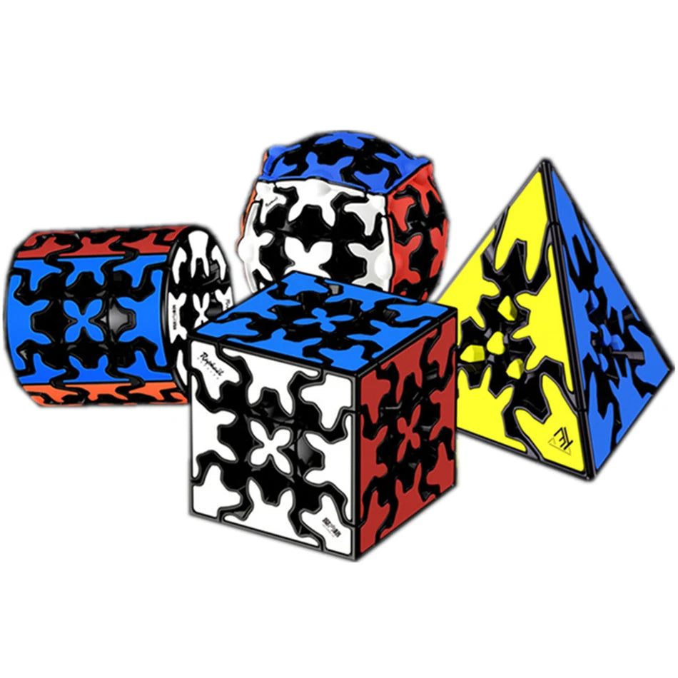 EZ New Qiyi Gear Cube 3x3x3 Gear Cube 3x3 Pyramid Cylinder Sphere Speed Cubes Educational Toy for Children Kids Gift Toy
