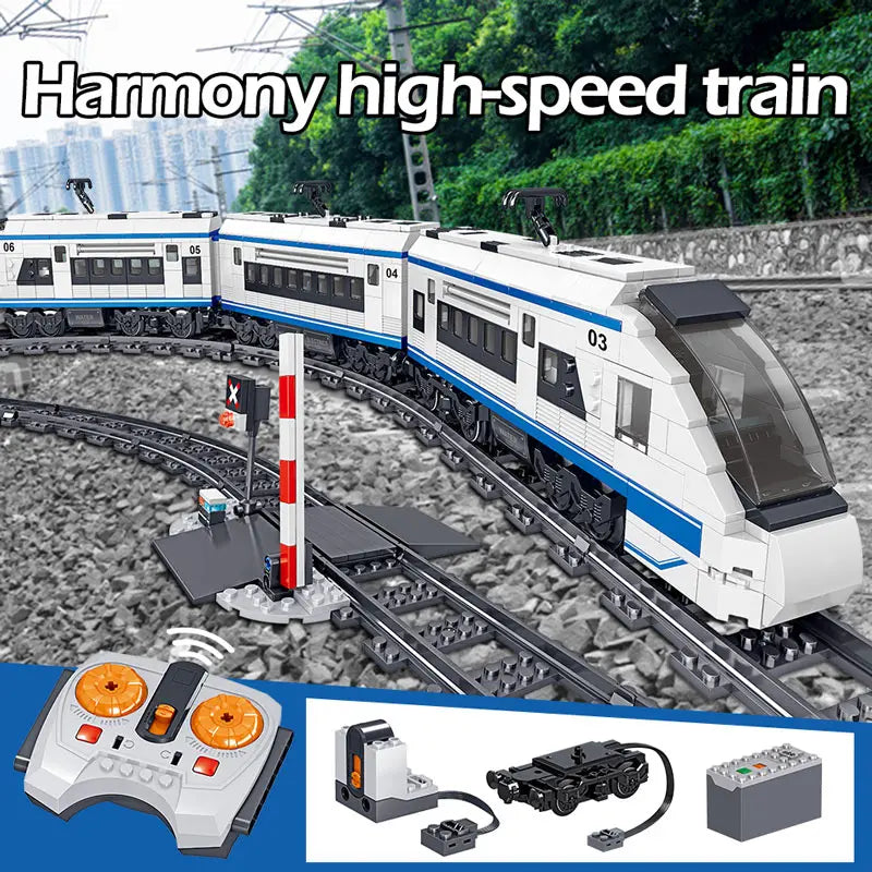 EZ 941pcs City Electric Harmony Rail Remote Control Building Blocks Train Track RC Car Brick Toy for Boy