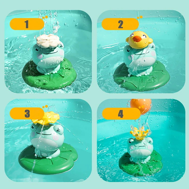 EZ New Baby Bath Toys Electric Spray Water Floating Rotation Frog Sprinkler Shower Game For Children Kid Gifts Swimming Bathroom