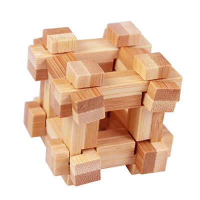 EZ Kids Children Adult Kong Ming Luban Lock 3D Handmade Bamboo Math Puzzles Brain Teasers Educational Finger Toy Birthday Xmas Gift