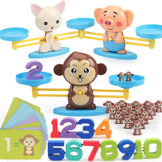 EZ New Montessori Math Toy Monkey Digital Maths Balance Scale Toy Educational Balancing Scale Number Board Game Kids Learning Toys