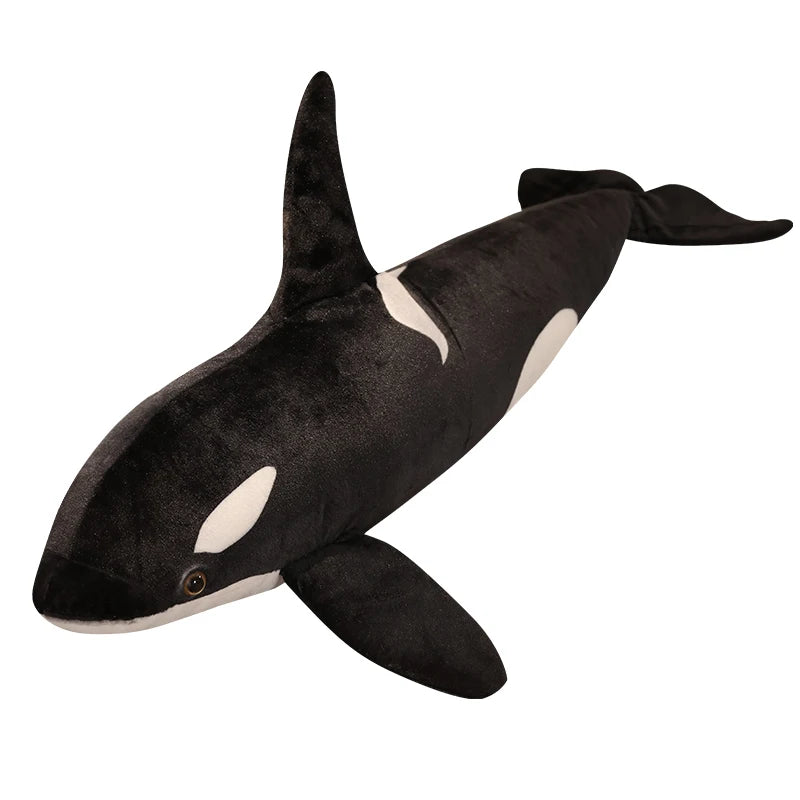 EZ 50cm-130cm Lifelike Orcinus Orca Black Whale Plush Toys Big Fish Cloth Doll Shark Stuffed Sea Animals Children Birthday Gift