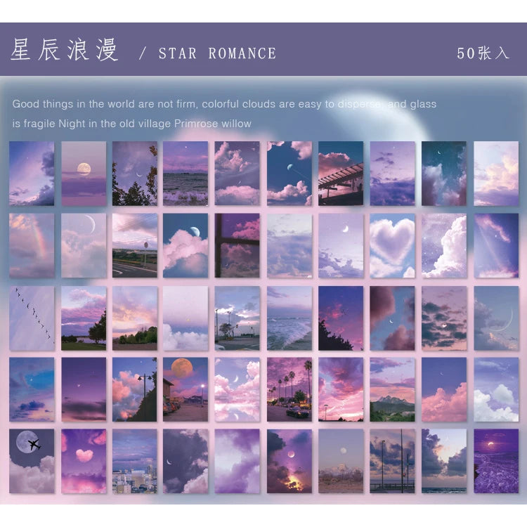 EZ Yoofun 50 Sheets Natural Scenery&Art Paintings Stationery Stickers Book Aesthetic Landscape Cute Scrapbooking Planner Journaling