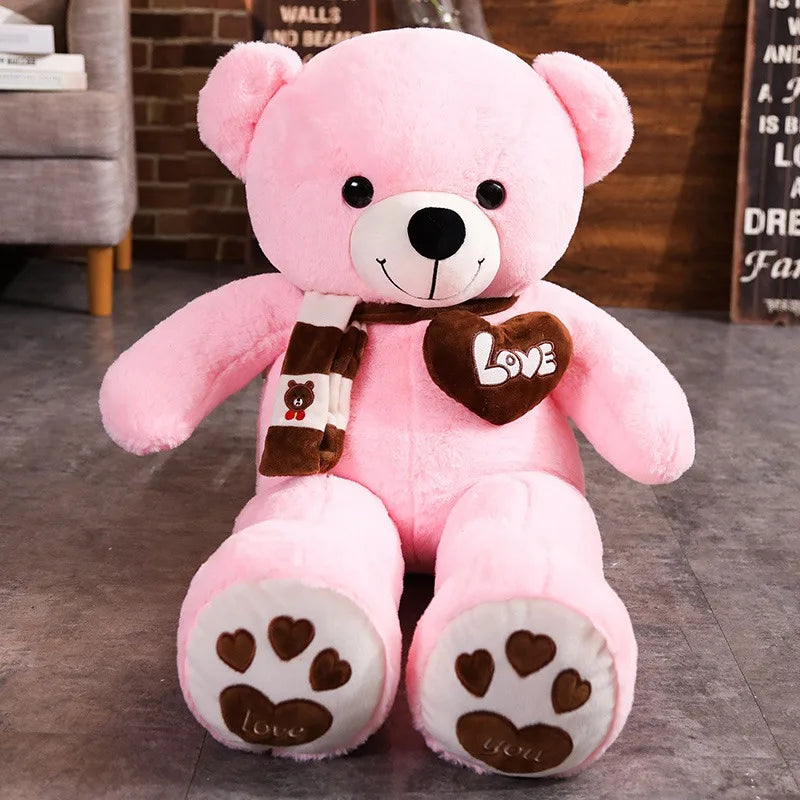 EZ High Quality 4 Colors Teddy Bear With Scarf Stuffed Animals Bear Plush Toys Doll Pillow Kids Lovers Birthday Baby Gift