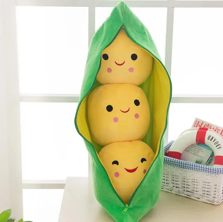 EZ 25CM Cute children's baby plush peas filled plant doll toy children kawaii quality pea-shaped pillow toy boy girl gift