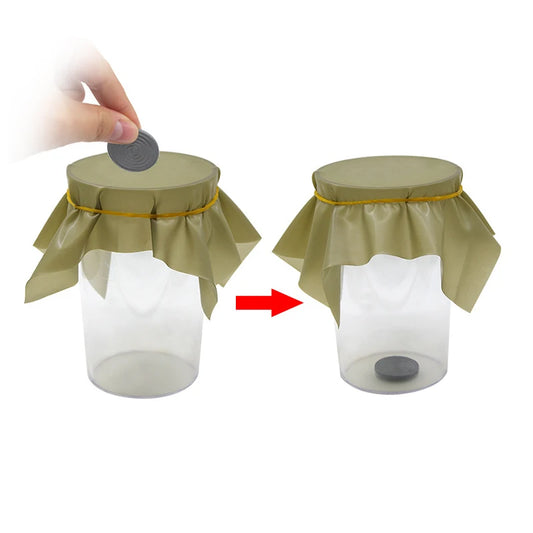 EZ 1pcs Pena Coin Penetration Magic Tricks Dish Coin Thru Rubber Sheet Into Cup Black Hole Magic Trick Mentalism Props Illusion