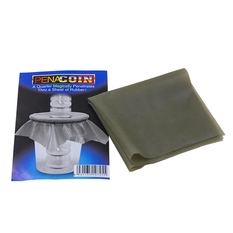 EZ 1pcs Pena Coin Penetration Magic Tricks Dish Coin Thru Rubber Sheet Into Cup Black Hole Magic Trick Mentalism Props Illusion