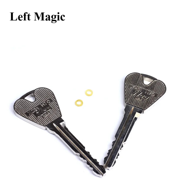 EZ 2 Pcs New Magic Trick Toy Folding Key Thru Bottle Or Ring Penetration Magic Trick Props Magic Joke Toy Easy To Play