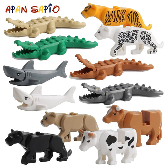EZ Animal Building Blocks Model Crocodile Leopard Educational Games Figure Brick Toys for Children Kids