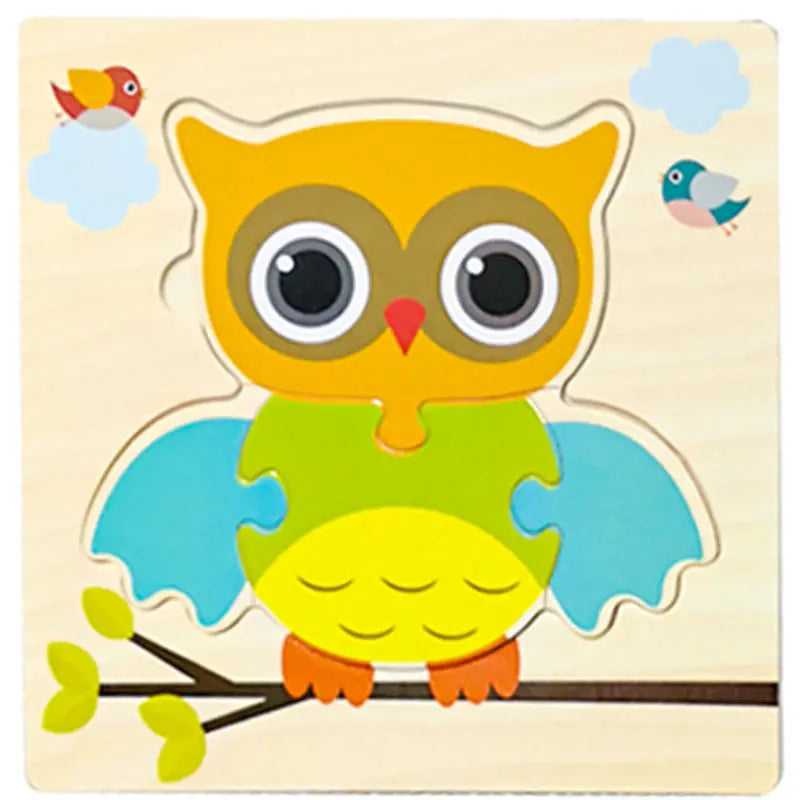 EZ Baby Wooden 3D Puzzles Tangram Shapes Learning Educational Cartoon Animal Intelligence Jigsaw Toys For Children Gift