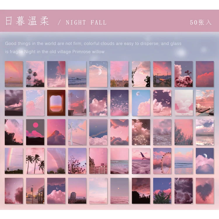 EZ Yoofun 50 Sheets Natural Scenery&Art Paintings Stationery Stickers Book Aesthetic Landscape Cute Scrapbooking Planner Journaling
