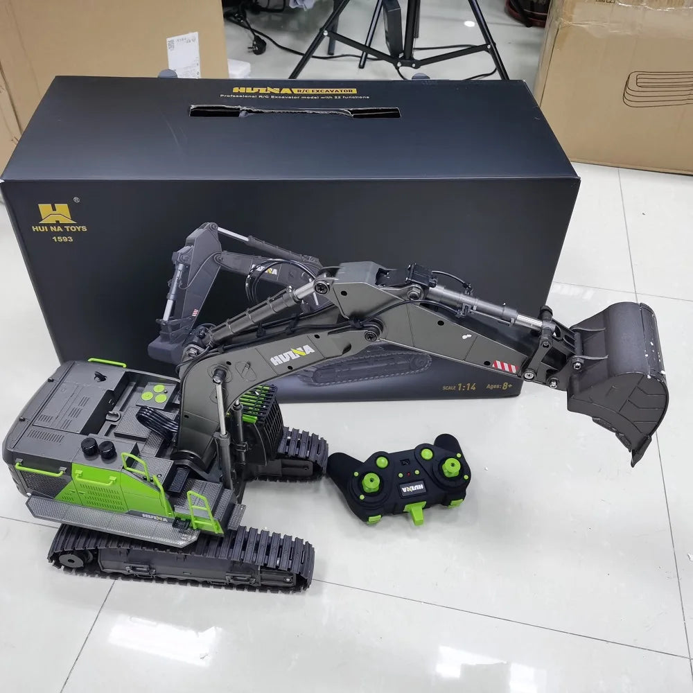 EZ 1/14 HUINA 1593 582 RC Excavator Dumper Truck crawler Alloy Tractor Loader 2.4G Radio Controlled Car Engineering toy for boy