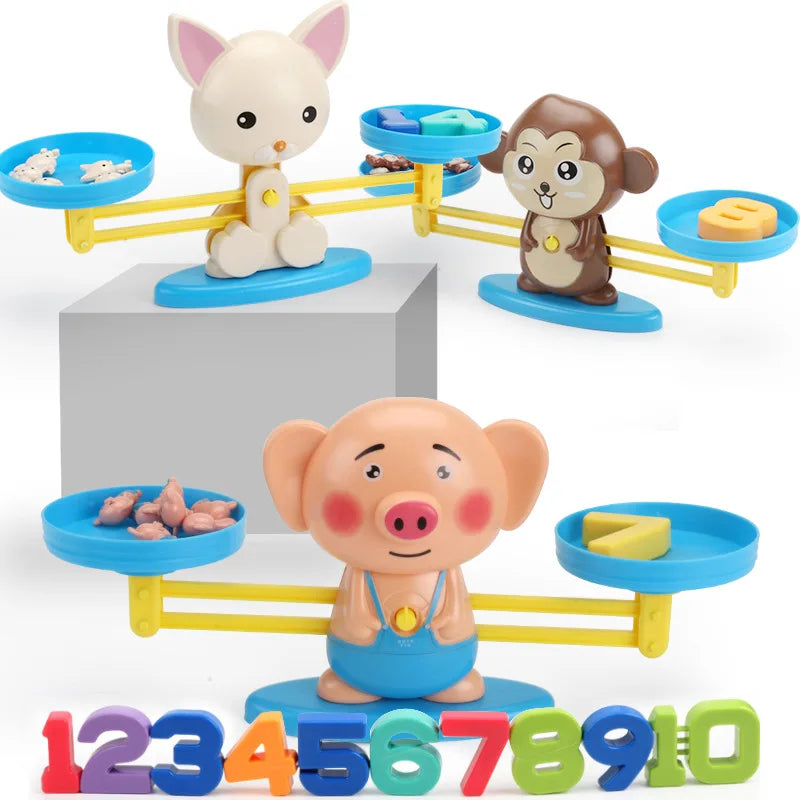 EZ New Montessori Math Toy Monkey Digital Maths Balance Scale Toy Educational Balancing Scale Number Board Game Kids Learning Toys
