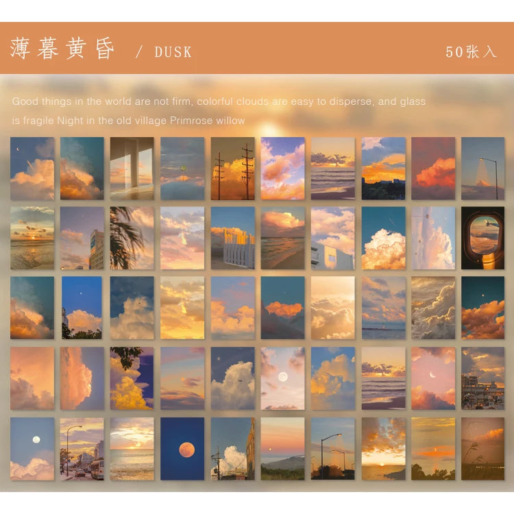 EZ Yoofun 50 Sheets Natural Scenery&Art Paintings Stationery Stickers Book Aesthetic Landscape Cute Scrapbooking Planner Journaling