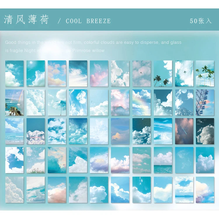 EZ Yoofun 50 Sheets Natural Scenery&Art Paintings Stationery Stickers Book Aesthetic Landscape Cute Scrapbooking Planner Journaling
