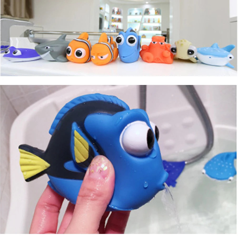EZ HOT Lovely Baby Bath Toys Water Spraying Squeeze Sounding Debbling Toys Kids Float Water Tub Rubber Bathroom Play Animals